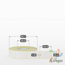 Термотрансферная этикетка 25х40 (рядов 1 по 1 000 шт) Полуглянец в рулоне, втулка 40 мм (к) IQ code