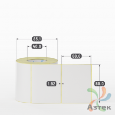 Термотрансферная этикетка 80х60 (рядов 1 по 500 шт) Полуглянец в рулоне, втулка 40 мм (к) IQ code