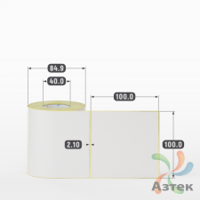 Термотрансферная этикетка 100х100 (рядов 1 по 300 шт) Полуглянец в рулоне, втулка 40 мм (к) IQ code