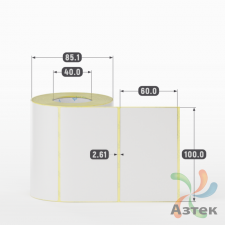 Термотрансферная этикетка 100х60 (рядов 1 по 500 шт) Полуглянец в рулоне, втулка 40 мм (к) IQ code