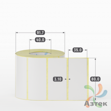 Термотрансферная этикетка 80х35 (рядов 1 по 1 000 шт) Полуглянец в рулоне, втулка 40 мм (к) IQ code