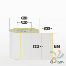 Термотрансферная этикетка 75х28 (рядов 1 по 1 000 шт) Полуглянец в рулоне, втулка 40 мм (к) IQ code