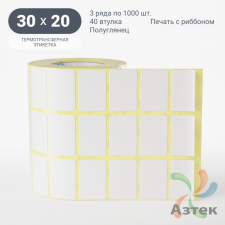 Термотрансферная этикетка 30х20 (рядов 3 по 1 000 шт) Полуглянец в рулоне, втулка 40 мм (к) IQ code