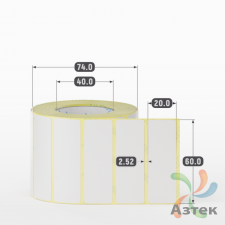 Термотрансферная этикетка 60х20 (рядов 1 по 1 000 шт) Полуглянец в рулоне, втулка 40 мм (к) IQ code