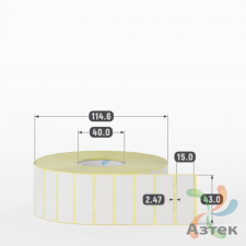 Термотрансферная этикетка 43х15 (рядов 1 по 4 000 шт) Полуглянец в рулоне, втулка 40 мм (к) IQ code