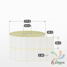 Этикетка самоклеящаяся 58х30 (рядов 2 по 5 000 шт) Termo ECO съемный клей в рулоне, втулка 40 мм (к) IQ code