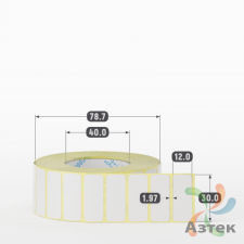 Термотрансферная этикетка 30х12 (рядов 1 по 2 000 шт) Полуглянец в рулоне, втулка 40 мм (к) IQ code