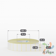 Термотрансферная этикетка 43х25 (рядов 1 по 6 000 шт) Полуглянец в рулоне, втулка 76 мм (к) IQ code