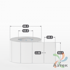 Этикетка самоклеящаяся 58х30 (рядов 1 по 1 000 шт) Полипропилен матовый в рулоне, втулка 40 мм (к) IQ code