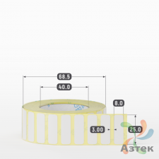 Термотрансферная этикетка 25х8 (рядов 1 по 2 000 шт) Полуглянец в рулоне, втулка 40 мм (к) IQ code