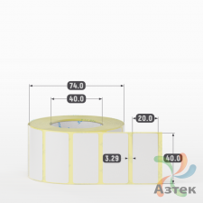 Термотрансферная этикетка 40х20 (рядов 1 по 1 000 шт) Полуглянец в рулоне, втулка 40 мм (к) IQ code