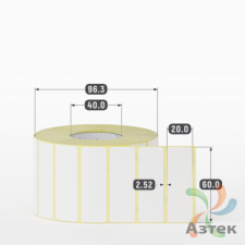 Термоэтикетка ЭКО 60х20 (рядов 1 по 2 000 шт)  в рулоне, втулка 40 мм (к) IQ code