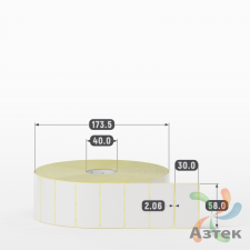 Термотрансферная этикетка 58х30 (рядов 1 по 5 000 шт) Полуглянец в рулоне, втулка 40 мм (к) IQ code