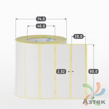 Термотрансферная этикетка 80х20 (рядов 1 по 1 000 шт) Полуглянец в рулоне, втулка 40 мм (к) IQ code