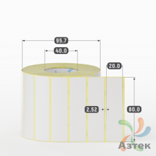 Термотрансферная этикетка 80х20 (рядов 1 по 2 000 шт) Полуглянец в рулоне, втулка 40 мм (к) IQ code