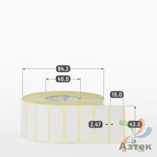 Термотрансферная этикетка 43х15 (рядов 1 по 2 500 шт) Полуглянец в рулоне, втулка 40 мм (к) IQ code
