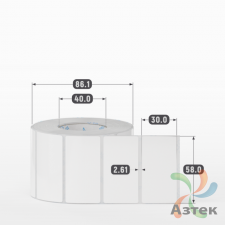 Этикетка самоклеящаяся 58х30 (рядов 1 по 1 000 шт) Полипропилен съемный клей в рулоне, втулка 40 мм (к) IQ code
