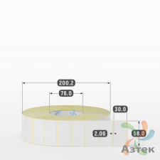 Термотрансферная этикетка 58х30 (рядов 1 по 6 000 шт) Полуглянец в рулоне, втулка 76 мм (к) IQ code