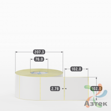 Термотрансферная этикетка 102х102 (рядов 1 по 2 000 шт) Полуглянец в рулоне, втулка 76 мм (к) IQ code