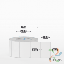 Этикетка самоклеящаяся 43х25 (рядов 1 по 900 шт) Полипропилен белый в рулоне, втулка 40 мм (к) IQ code 	