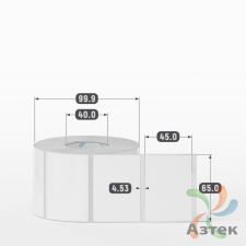 Этикетка самоклеящаяся 65х45 (рядов 1 по 1 000 шт) Полипропилен белый в рулоне, втулка 40 мм (к) IQ code 	