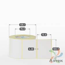 Термотрансферная этикетка 100х72 (рядов 1 по 1 000 шт) Полуглянец в рулоне, втулка 76 мм (к) IQ code