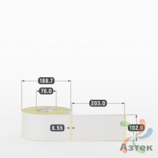 Термотрансферная этикетка 102х203 (рядов 1 по 800 шт) Полуглянец в рулоне, втулка 76 мм (к) IQ code
