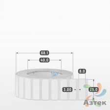 Этикетка самоклеящаяся 25х8 (рядов 1 по 2 000 шт) Полипропилен белый в рулоне, втулка 40 мм (к) IQ code 	