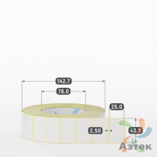 Термотрансферная этикетка 43х25 (рядов 1 по 3 000 шт) Полуглянец в рулоне, втулка 76 мм (к) IQ code