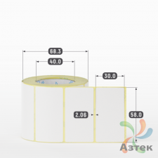 Термоэтикетка ЭКО 58х30 (рядов 1 по 500 шт)  в рулоне, втулка 40 мм (к) IQ code