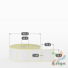 Термотрансферная этикетка 70х70 (рядов 1 по 2 500 шт) Полуглянец в рулоне, втулка 40 мм (к) IQ code