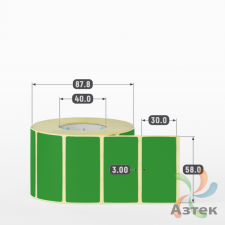 Термоэтикетка 58х30 Termo TOP цветная (рядов 1 по 1000 шт), втулка 40 мм (к) цвет - Зеленый Pantone 362 U