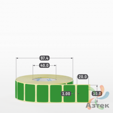 Термоэтикетка 30х20 Termo TOP цветная (рядов 1 по 2000 шт), втулка 40 мм (к) цвет - Зеленый Pantone 362 U