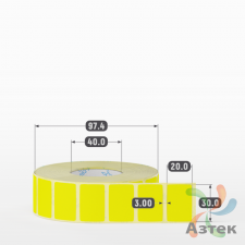 Термоэтикетка 30х20 Termo TOP цветная (рядов 1 по 2000 шт), втулка 40 мм (к) цвет - Желтый 