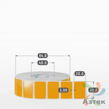 Этикетка 30х20 цветная Полипропилен (рядов 1 по 2000 шт), втулка 40 мм (к) цвет - Оранжевый   