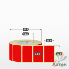 Термоэтикетка 43х25 Termo ECO цветная (рядов 1 по 1000 шт), втулка 40 мм (к) цвет - Красный, 