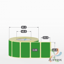 Термоэтикетка 43х25 Termo ECO цветная (рядов 1 по 1000 шт), втулка 40 мм (к) цвет - ЗеленыйPantone 362 U, 
