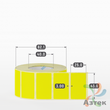 Термоэтикетка 43х25 Termo TOP цветная (рядов 1 по 1000 шт), втулка 40 мм (к) цвет - Желтый 