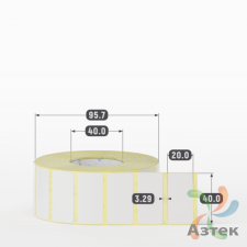 Термотрансферная этикетка 40х20 (рядов 1 по 2 000 шт) Полуглянец в рулоне, втулка 40 мм (к) IQ code