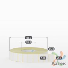 Термотрансферная этикетка 43х25 (рядов 1 по 7 000 шт) Полуглянец в рулоне, втулка 76 мм (к) IQ code