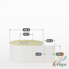 Термотрансферная этикетка 100х60 (рядов 1 по 3 000 шт) Полуглянец в рулоне, втулка 76 мм (к) IQ code