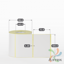 Термотрансферная этикетка 100х72 (рядов 1 по 600 шт) Полуглянец в рулоне, втулка 40 мм (к) IQ code