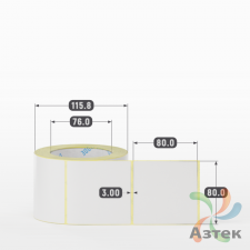 Термотрансферная этикетка 80х80 (рядов 1 по 500 шт) Полуглянец в рулоне, втулка 76 мм (к) IQ code