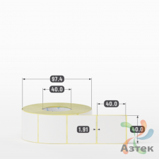 Термоэтикетка ТОП 40х40 (рядов 1 по 1 000 шт)  в рулоне, втулка 40 мм (к) IQ code