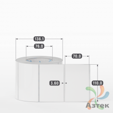 Этикетка самоклеящаяся 110х70 (рядов 1 по 1 000 шт) Полипропилен белый в рулоне, втулка 76 мм (к) IQ code 	