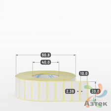 Термотрансферная этикетка 30х10 (рядов 1 по 3 500 шт) Полуглянец в рулоне, втулка 40 мм (к) IQ code