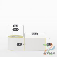 Термотрансферная этикетка 75х120 (рядов 1 по 300 шт) Полуглянец в рулоне, втулка 40 мм (к) IQ code