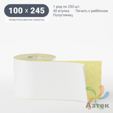 Термотрансферная этикетка 100х245 (рядов 1 по 250 шт) Полуглянец в рулоне, втулка 40 мм (к) IQ code