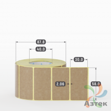 Этикетка самоклеящаяся 58х30 (рядов 1 по 900 шт) Крафт в рулоне, втулка 40 мм (к) IQ code