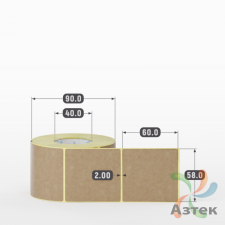 Этикетка самоклеящаяся 58х60 (рядов 1 по 500 шт) Крафт в рулоне, втулка 40 мм (к) IQ code